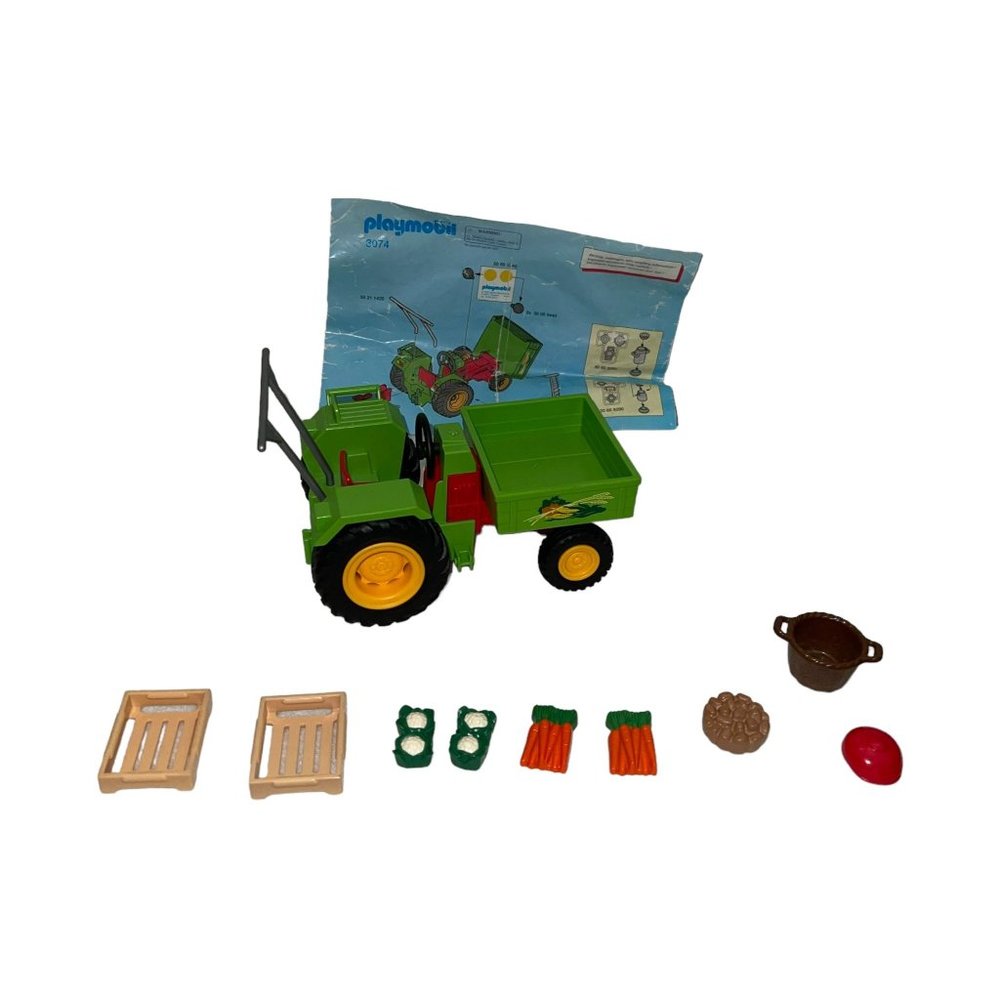 Vintage Playmobil 3074 1999 Geobra Tractor Farm Equipment Agriculture Farmer